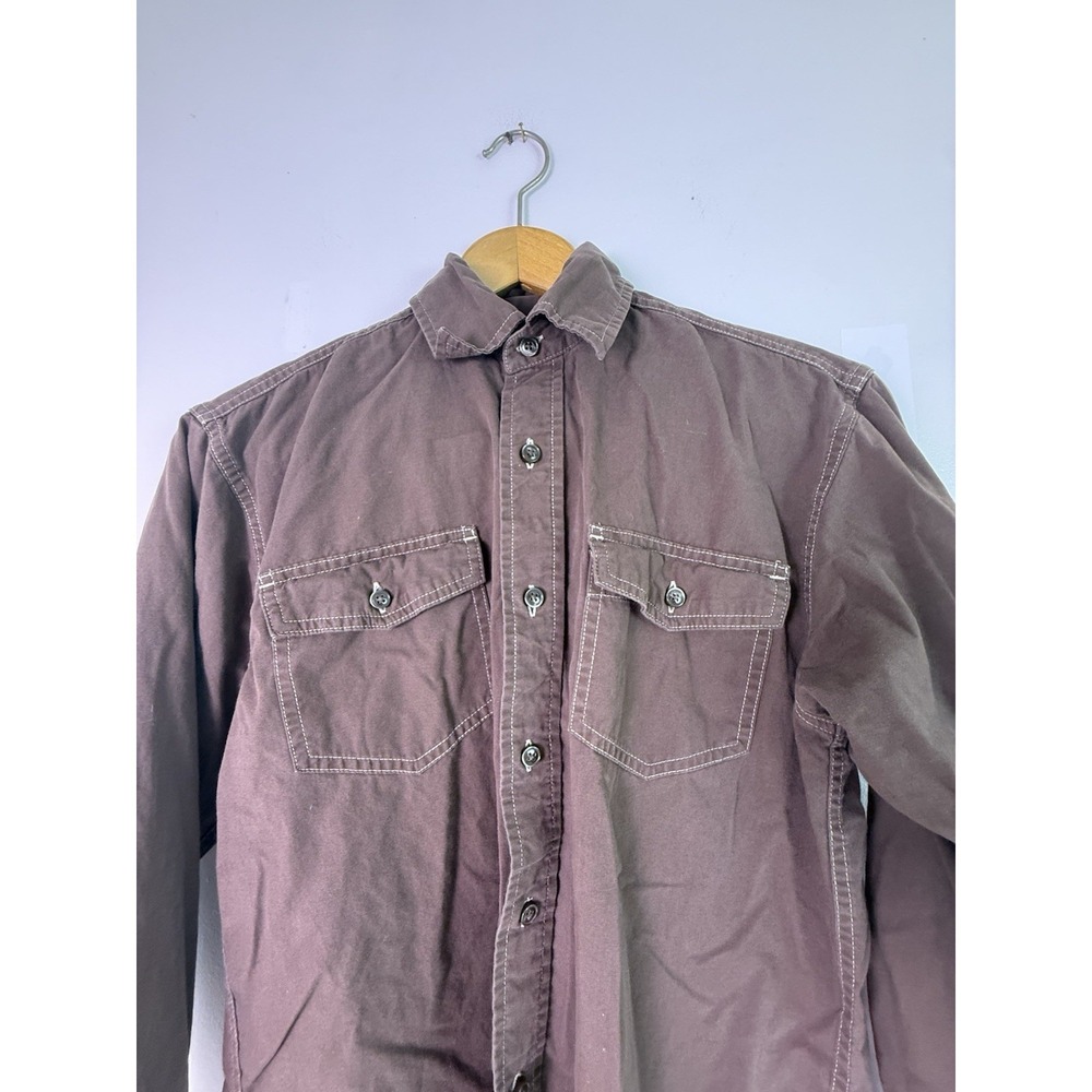 Wrangler Jeans Co Western Shirt Small Brown Snap Front Cowboy Ranch Workwear - Picture 2 of 11